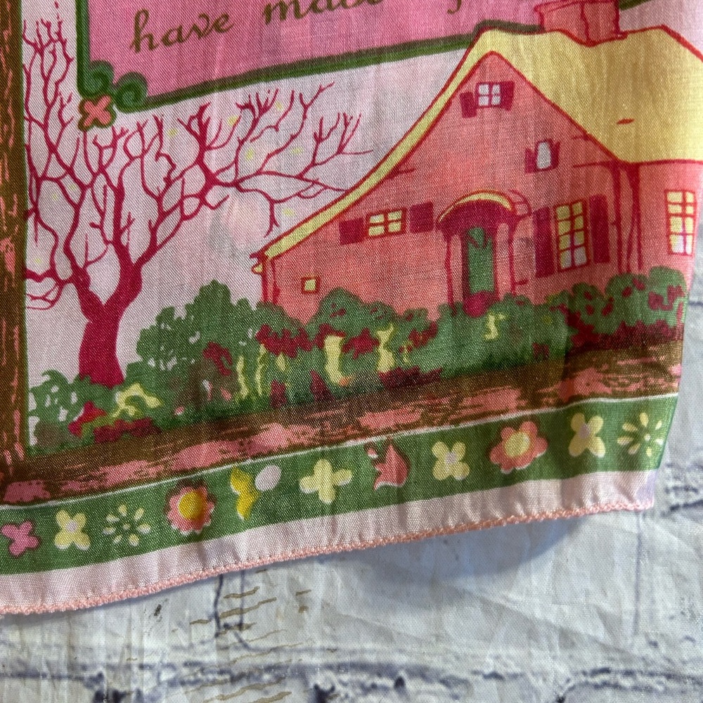 APRIL CORNELL FOR CORNELL TRADING 100% RAYON WITH HOUSE HOME MOTHER SCARF OBLONG - Picture 4 of 9